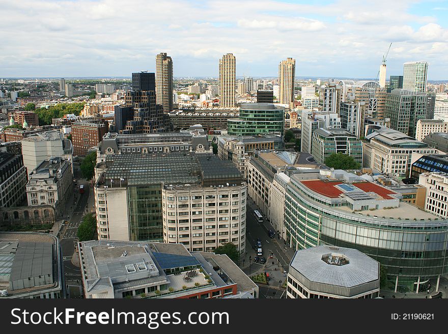 Aerial view of London city from St. Paul's Cathedral