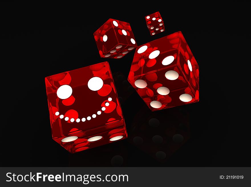 Four dice on a black background. Four dice on a black background