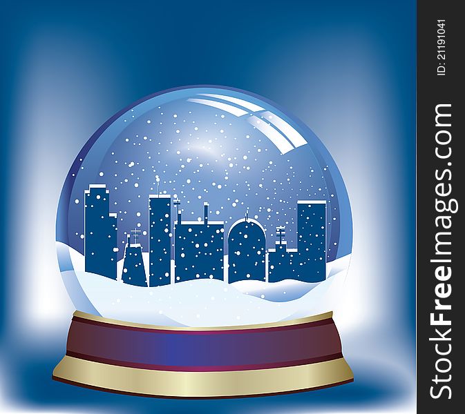 Snow globe with a town within