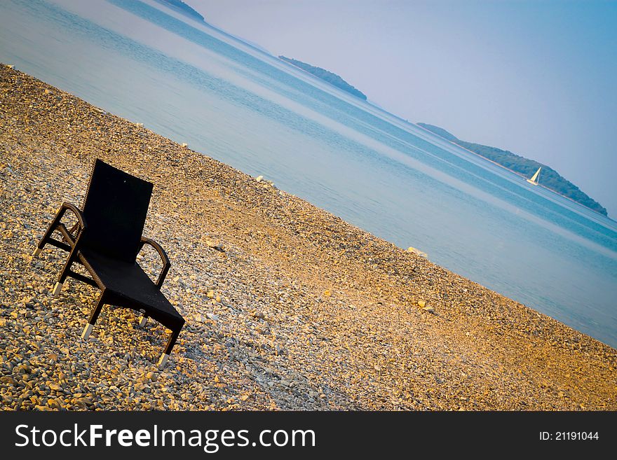 Beautiful Croatian Beach With One Sunbed