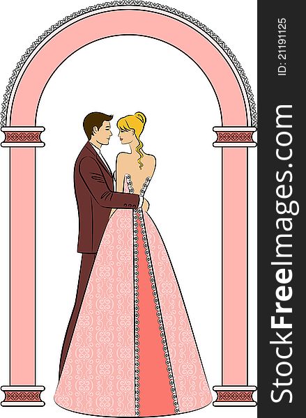 Illustration of beautiful bride and groom