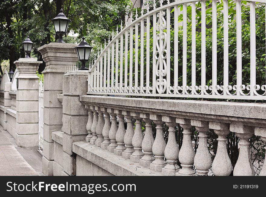 European-style garden fence in daylight