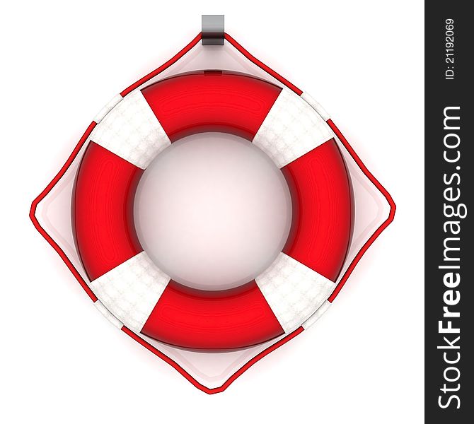 The image of a life buoy on a white background