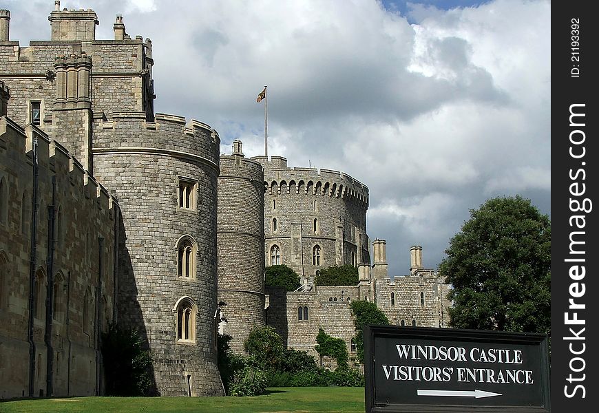 Sign directing tourists at windsor castle in england. Sign directing tourists at windsor castle in england