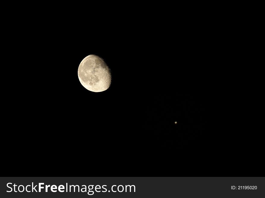 Photo of moon on background of star sky. Photo of moon on background of star sky