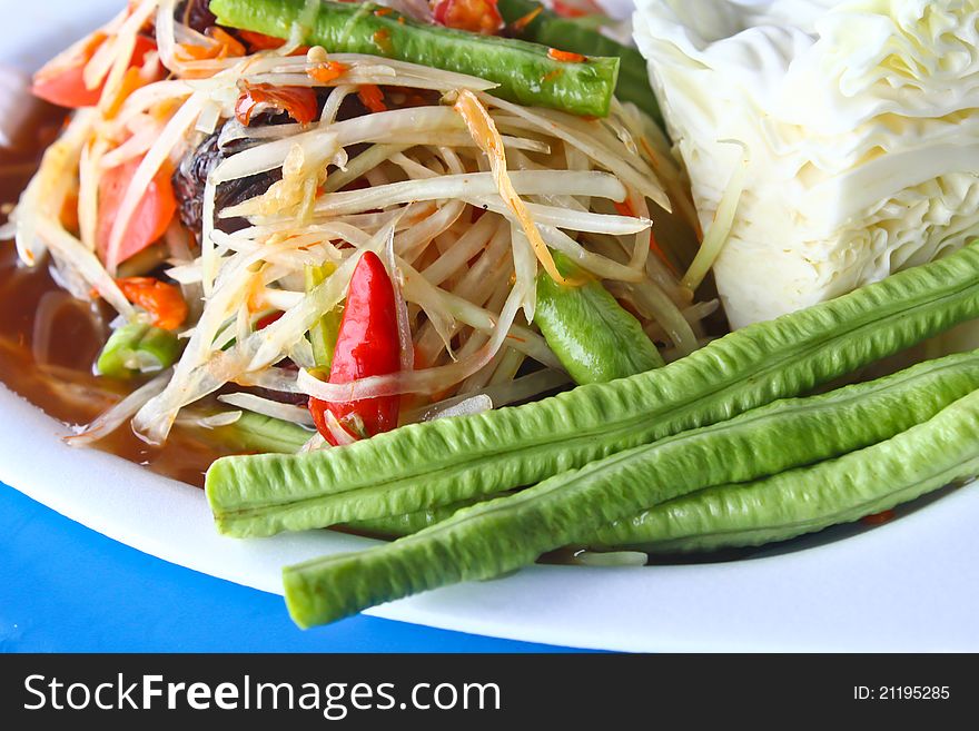 The papaya salad with beans