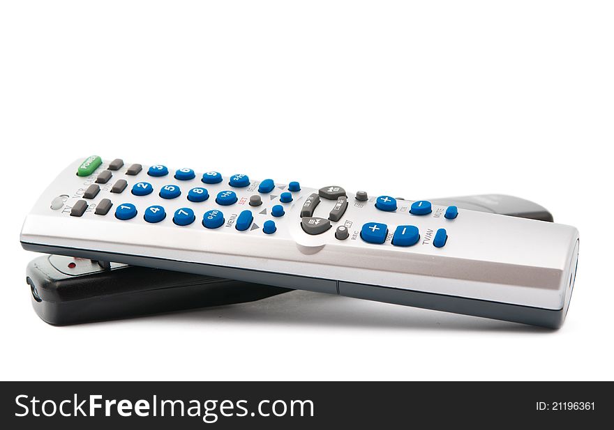 TV remote control on a white background