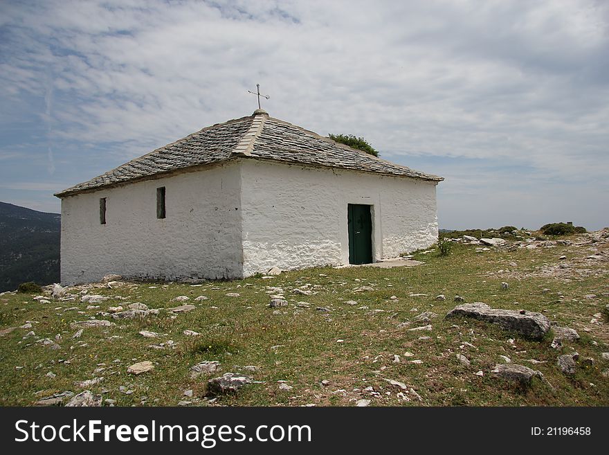 The Peak Church of the Kastro deserted place on the Greek island of Thassos. The Peak Church of the Kastro deserted place on the Greek island of Thassos.