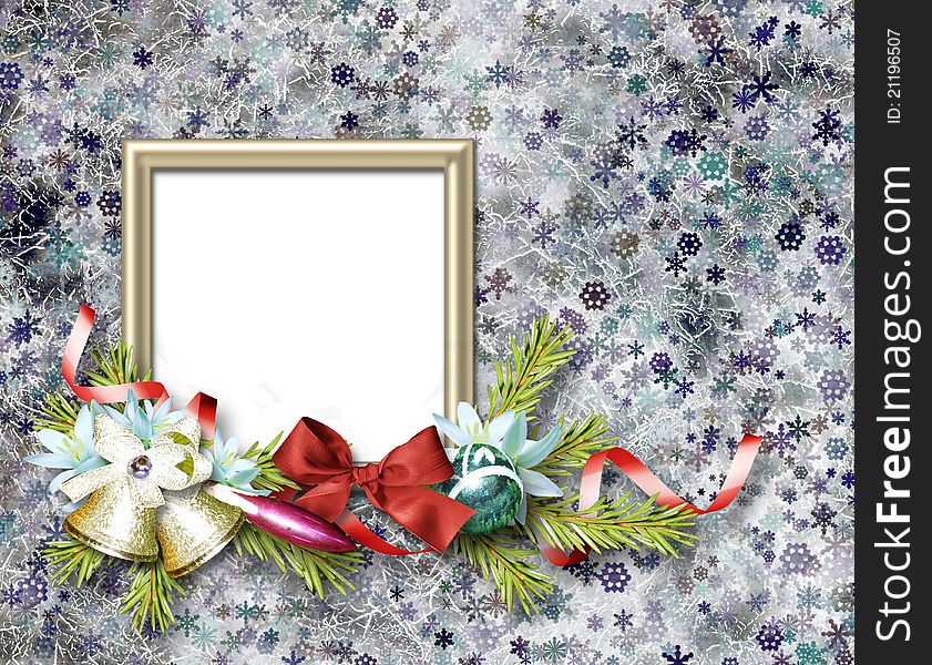 Framework for invitations or congratulation with the vintage christmas composition.