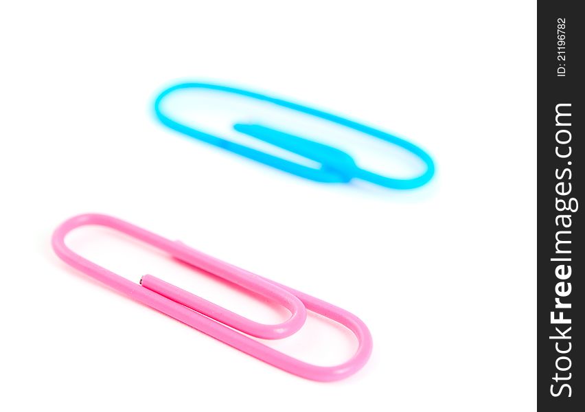 Paper clips on a white background