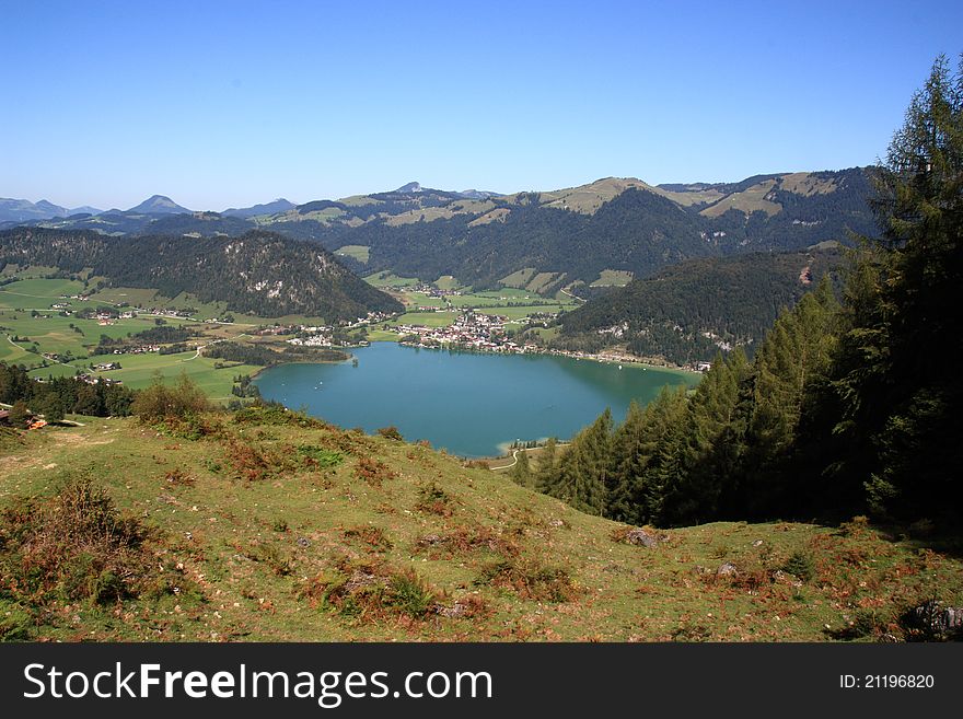 Beautiful landscape in the mountains near the Walchsee in Austria