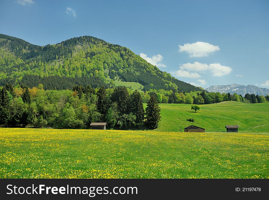 Traveling Europe -  alpine landscape in spring, Bavaria. Traveling Europe -  alpine landscape in spring, Bavaria.
