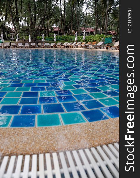Empty resort swimming pool in hotel