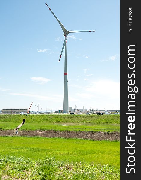 Large wind farm renewable energy against global warming