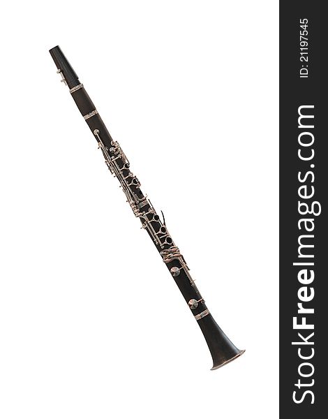 The image of clarinet under the white background