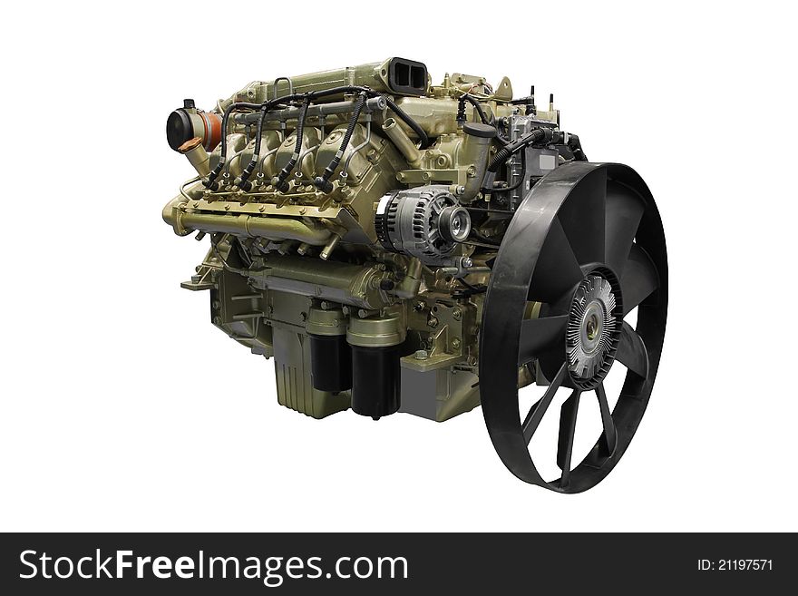 The image of an engine under the white background