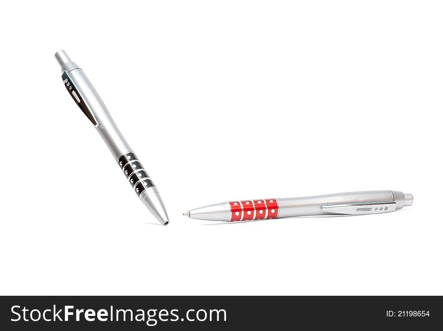 Two Pens On A White Background