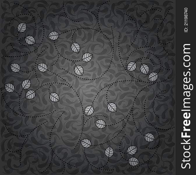 Vector foliage background, grey and white design