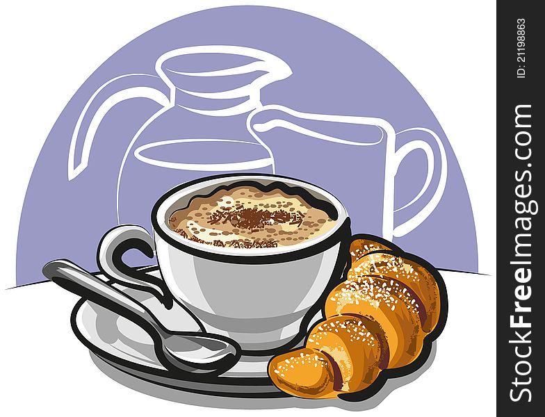 Cappuccino With Croissant on the table