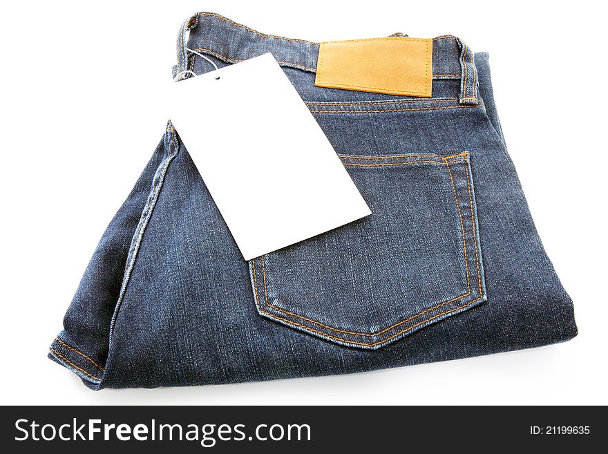 Dark Blue jeans trouser isolated on the white background