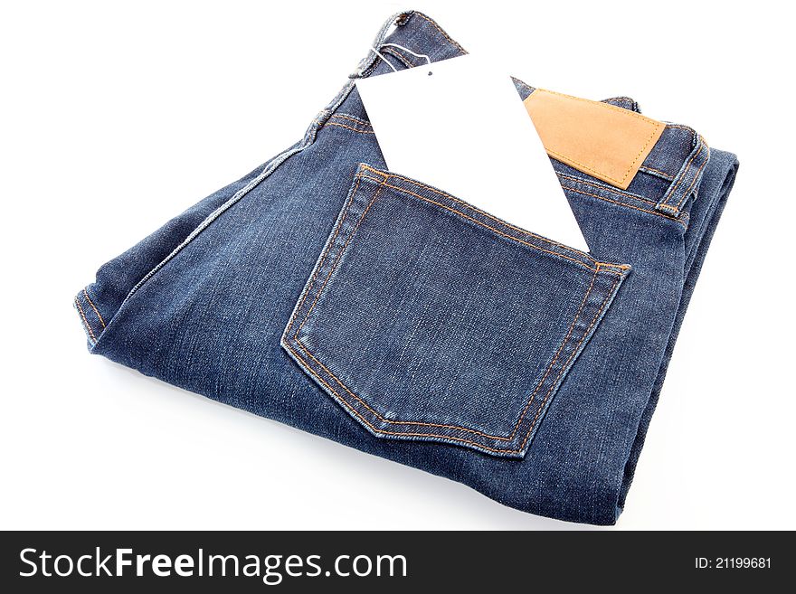 Dark Blue jeans trouser isolated on the white background