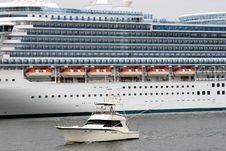 Motorboat In Front Of Huge Oce Royalty Free Stock Image Motorboat In Front Of Huge Oce Royalty Free Stock Image