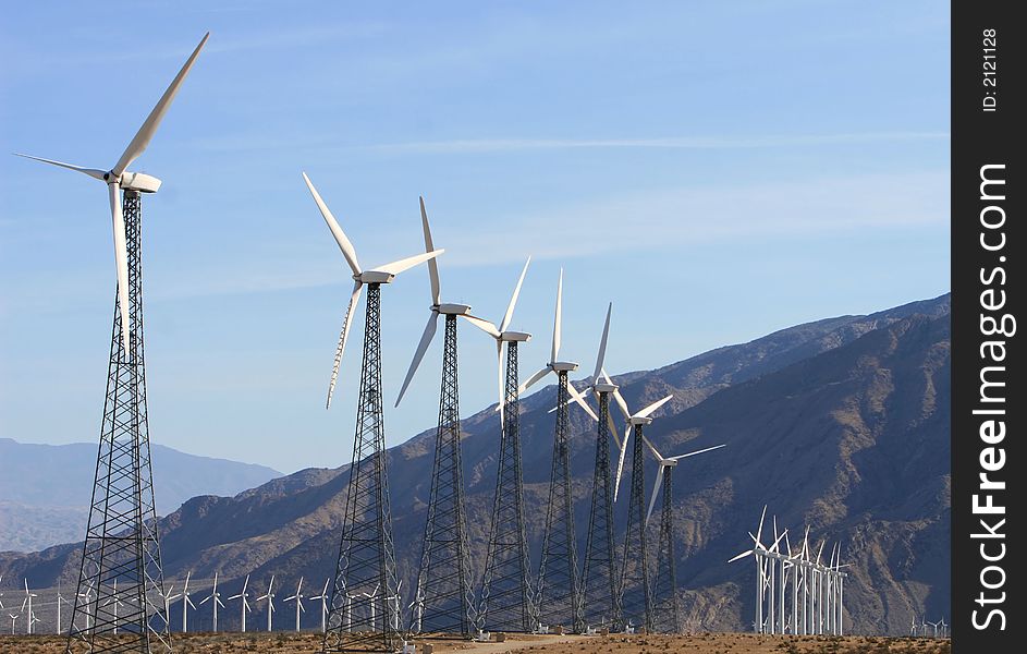 Wind Turbines in the California Desert. Wind Turbines in the California Desert