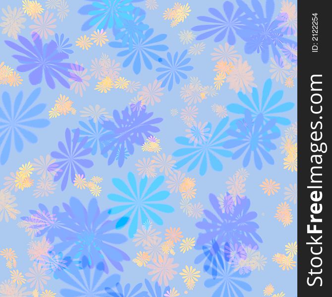 Abstract pastel blue flower pattern scrapbook background