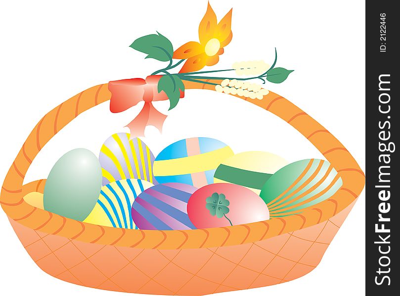 Easter eggs in basket vector. Easter eggs in basket vector