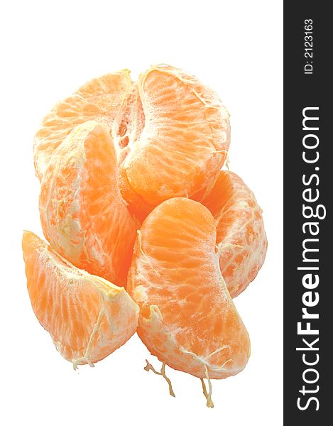 Pieces of fresh orange over a white background. Pieces of fresh orange over a white background