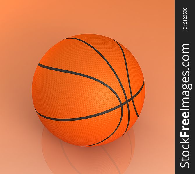 Basketball ball isolated on glossy