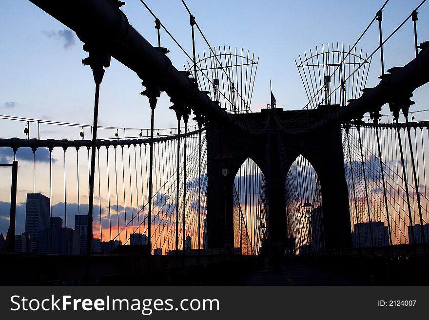 Brooklyn bridge in the city of New York, North America, United States