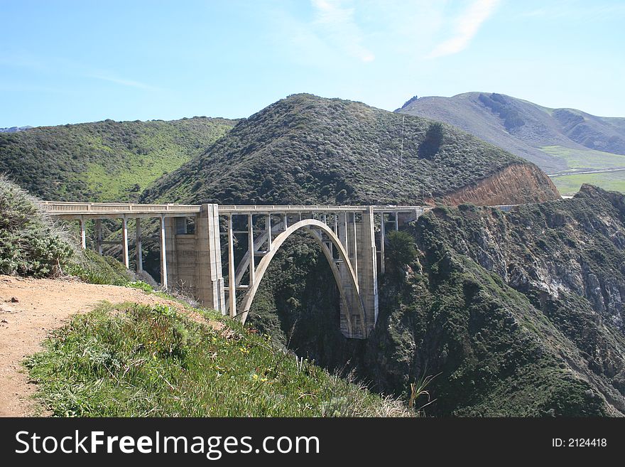 Bridge along US 1 in California along the coastline. Bridge along US 1 in California along the coastline