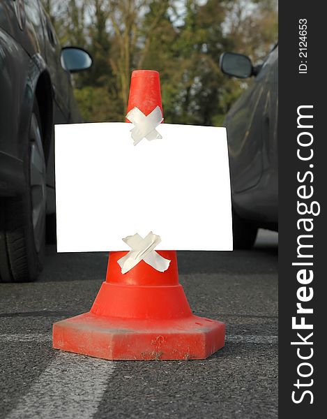 Traffic cone with white copy space for text. Traffic cone with white copy space for text.