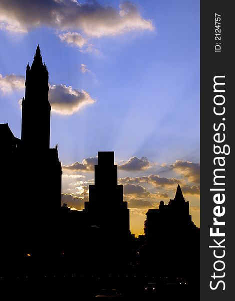 Skyline as silhouette in the city of New York, United States of America