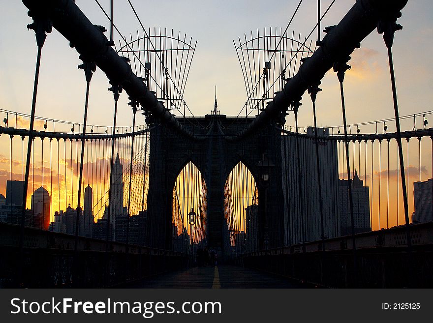 Structure of Brooklyn bridge in the city of New York, United States of America