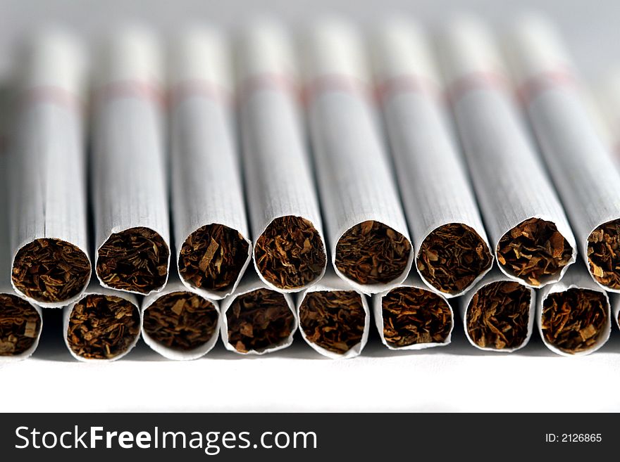 close up of a stack of cigarettes