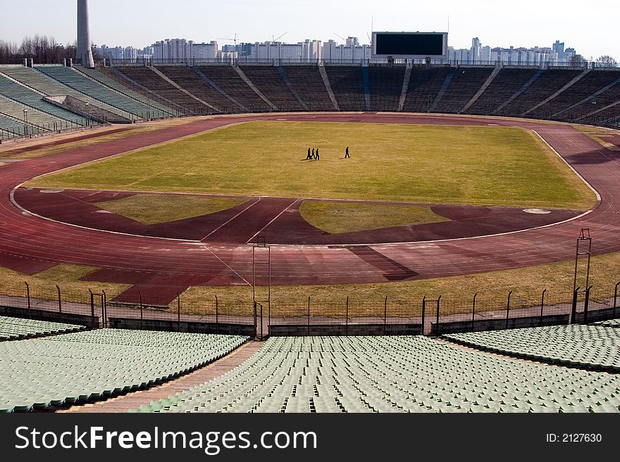 Walks on empty stadium