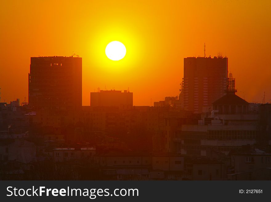 Yellow sunshine in the old bucharest