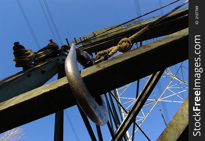 A crane hook for maintenance works at a mast. A crane hook for maintenance works at a mast.