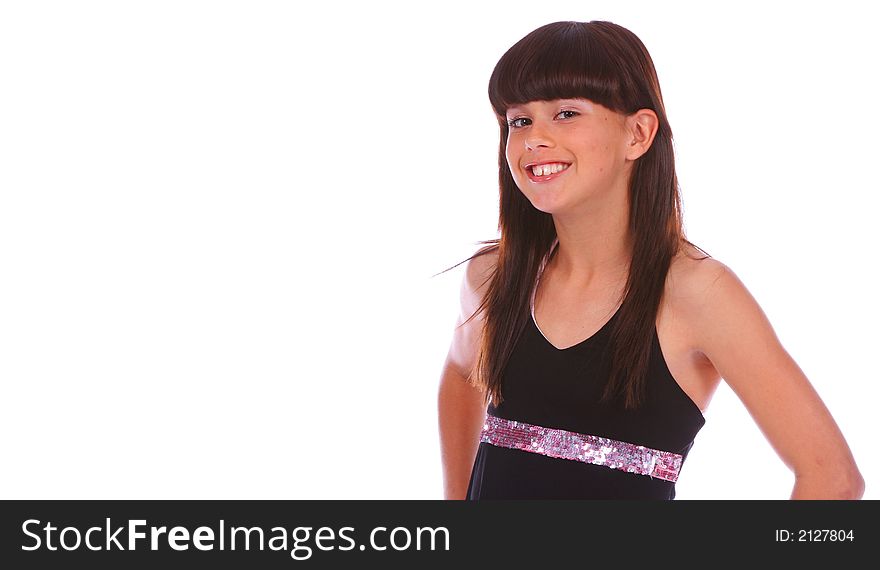 Isolated trendy young girl close up smiling. Isolated trendy young girl close up smiling