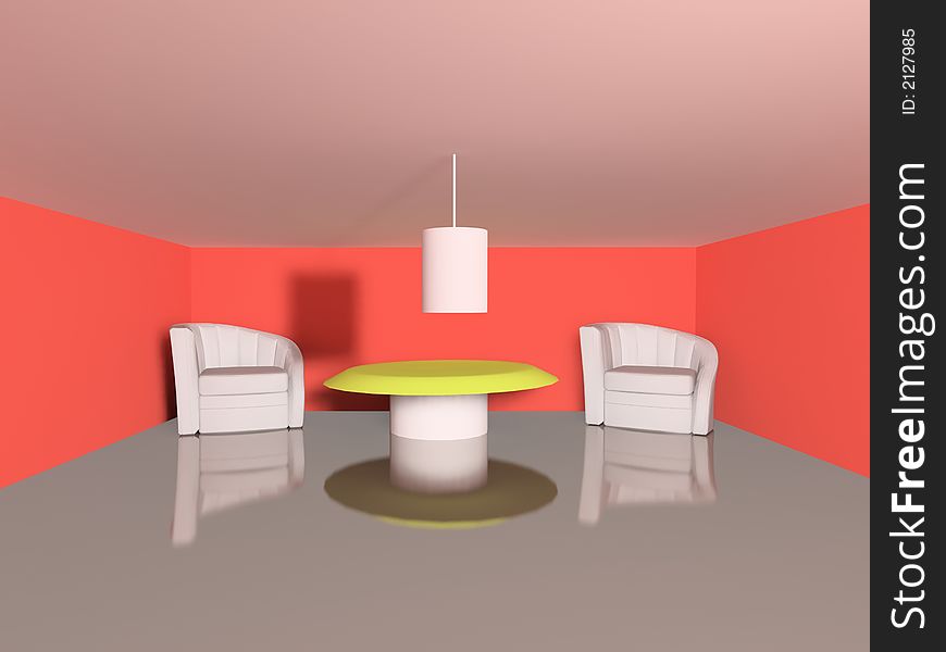 The interior scene: living room