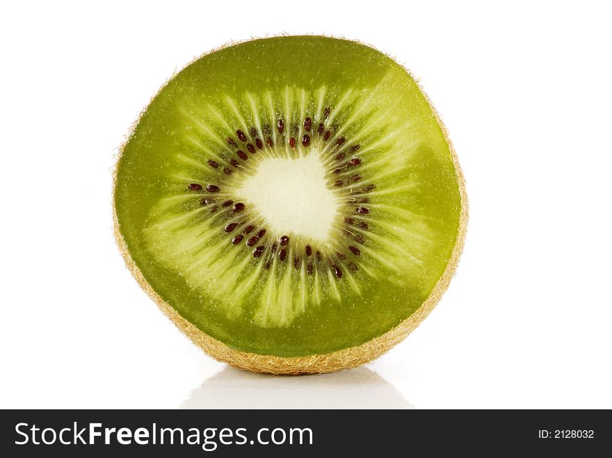 Half kiwi in white background