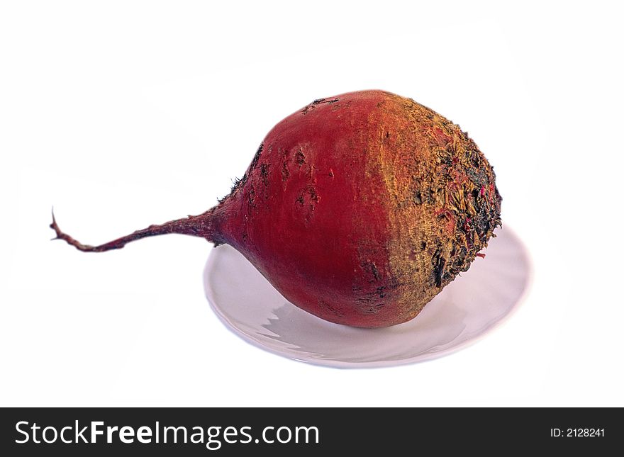 Dining room beet in  plate on  white background. Dining room beet in  plate on  white background