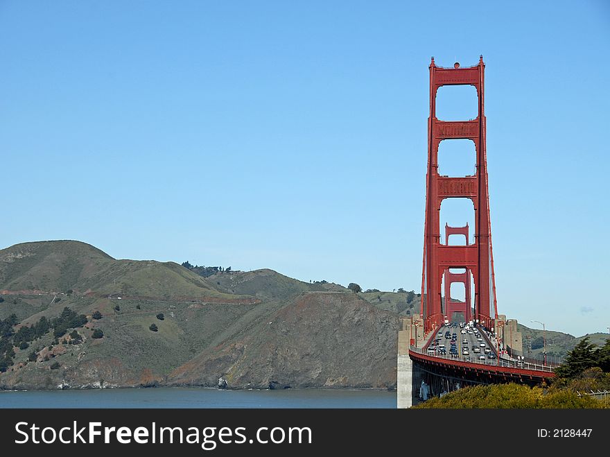 The Golden Gate Bridge and the Marin Headlands from San Francisco, CA. The Golden Gate Bridge and the Marin Headlands from San Francisco, CA