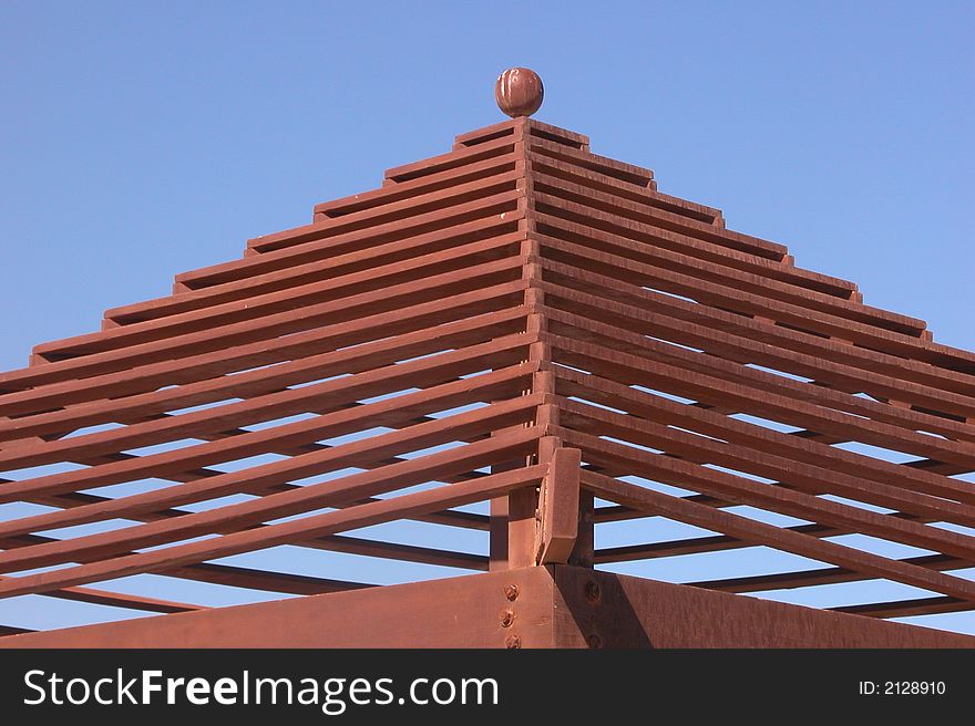 Wooden roof over barbecue area
