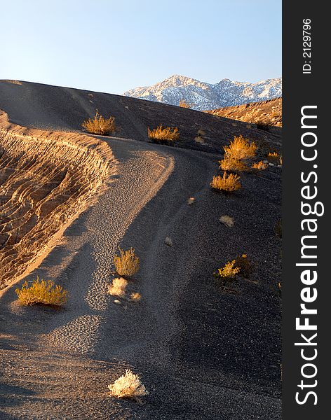 The pathway leading to the rim of a volcano crater in Death Valley California. The pathway leading to the rim of a volcano crater in Death Valley California