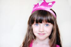 Beauty Little Princess With Pink Tiara Stock Photo