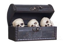 Human Skulls In A Wooden Chest Stock Photos Human Skulls In A Wooden Chest Stock Photos