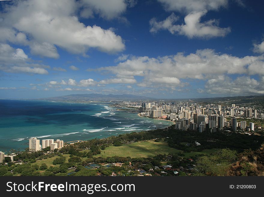 Waikiki and Honolulu from Diamond Head Waikiki